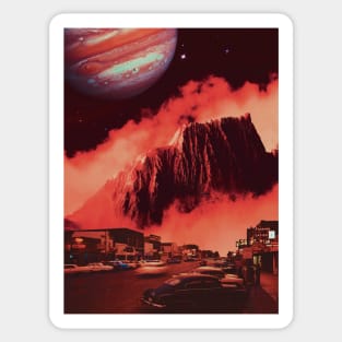 The Valleys Of Io - Space Collage, Retro Futurism, Sci-Fi Sticker